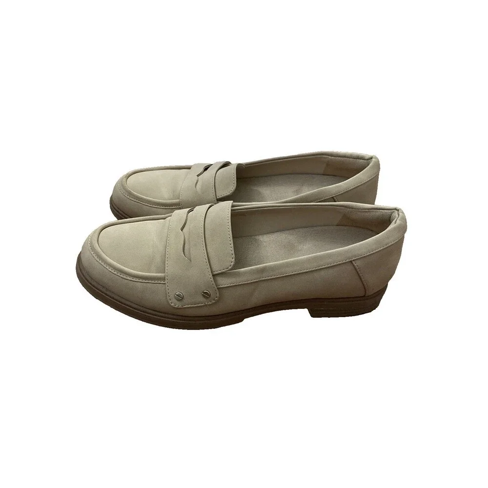 Dr Scholl's Hello Loafers Womens Size 8 Tan Faux Leather Slip On Penny Loafers